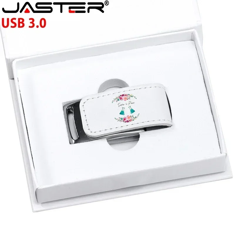 Free Custom LOGO Leather USB 3.0 Flash Drive 4GB 8GB 16GB 32GB 64GB 128GB Wedding Photography Pen Drives Box Memory Stick U Disk