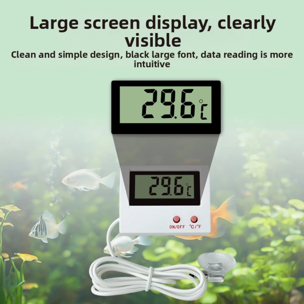 1PCS Aquarium Electronic Digital Thermometer With Copper Nickel Plated Temperature Sensing Probe And Probe Suction Cup