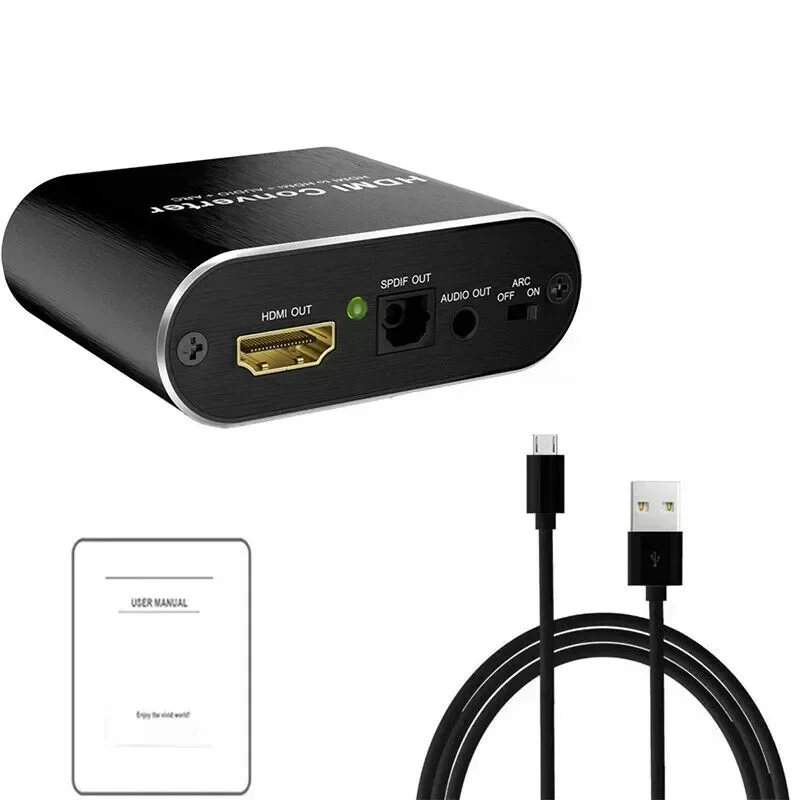 4K HDMI ARC Audio Extractor HDMI to Optical Toslink SPDIF + 3.5mm AUX Jack Stereo Audio Adapter ARC Return Channel Converter