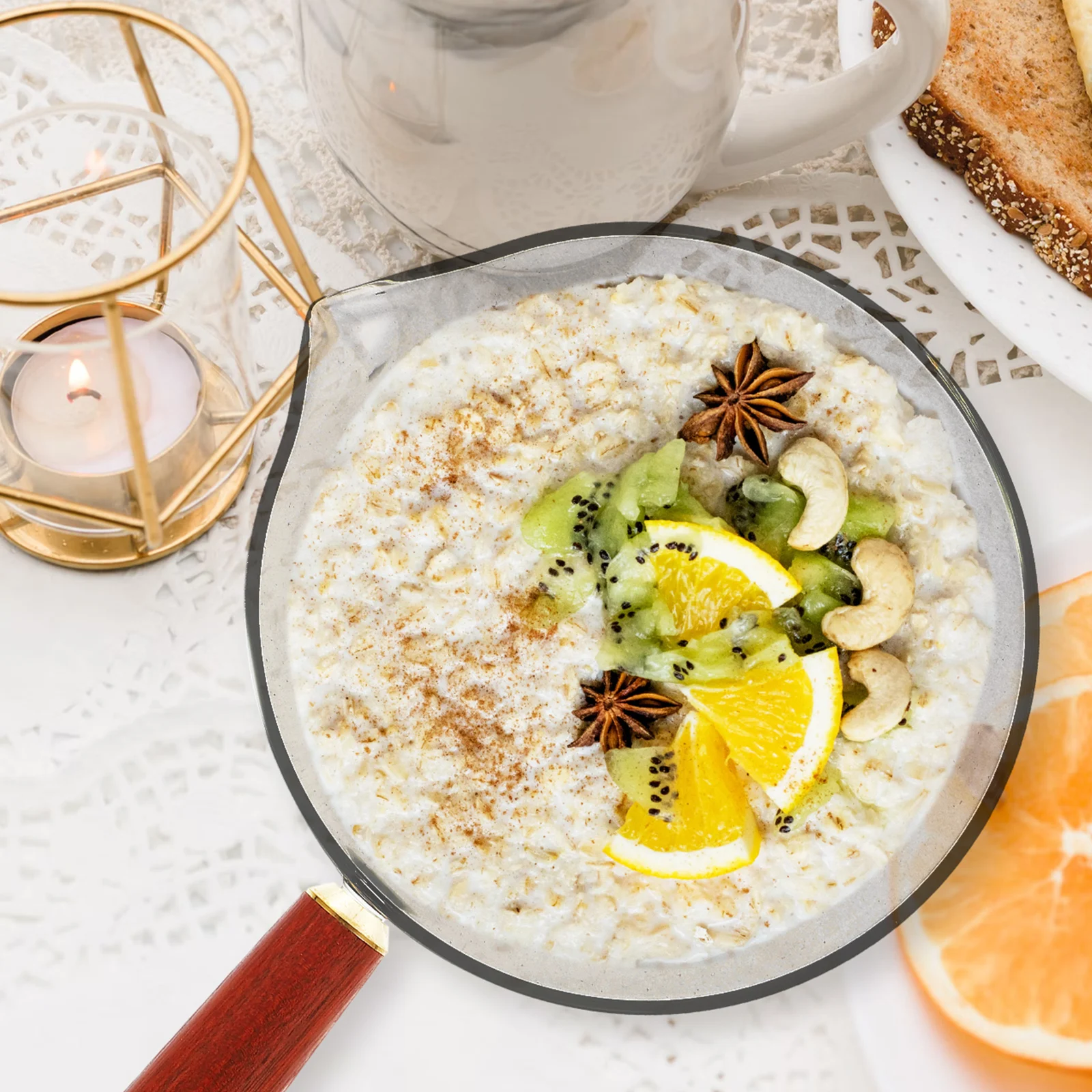 

Small Milk Pot 600Ml Non-Stick Baby Food Cooking Pot Ergonomic Handle Multi-Functional Stew Soup Noodle Pan Household