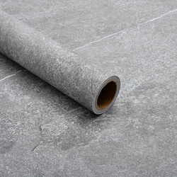 Self Adhesive Waterproof Floor Stickers Oil-Proof Anti-Slip Thicken Tile Stickers Cement Style Mall Home Decoration PVC Stickers