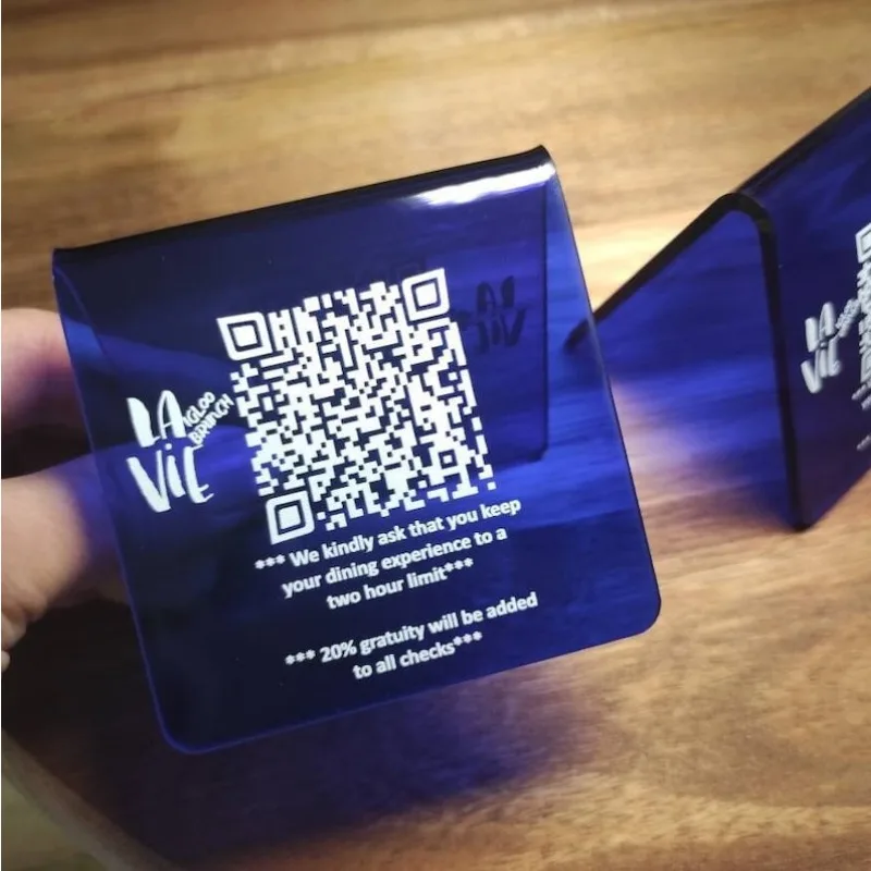 

Синие акриловые настольные палатки QR, бесконтактное меню, подставка, подключение Wi-Fi, настольные вывески, отдельно стоящий отображение цен, знак qr, меню qr