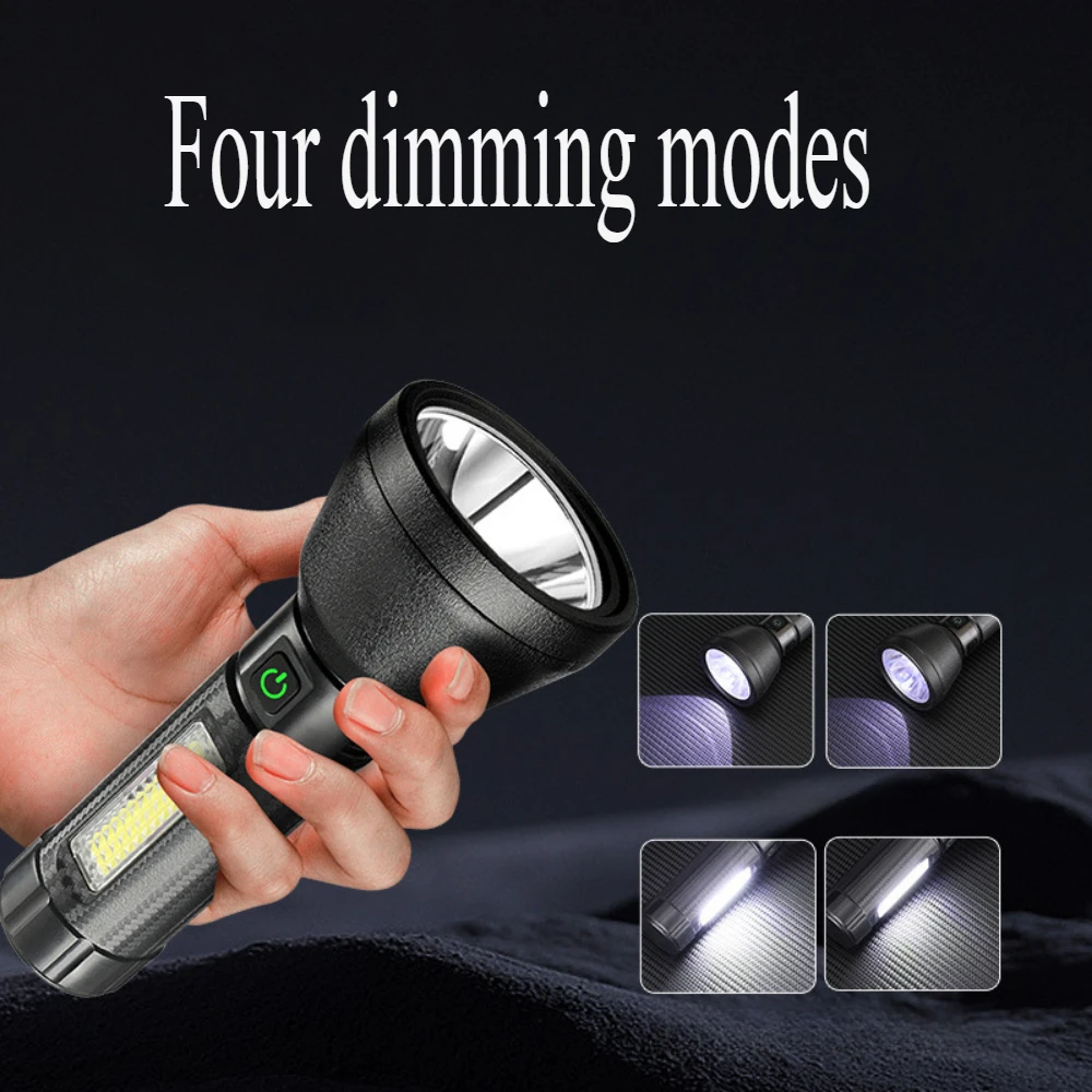 LED Highlight Flashlight Long Life USB Rechargeable Handlight Strong Light Lamp Waterproof Lantern Outdoor Camping Torch