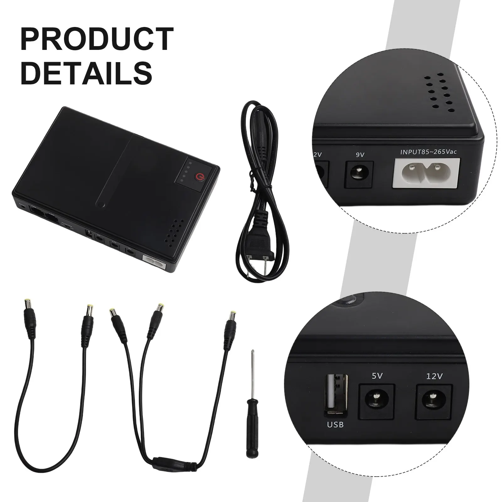 Backup Power Supply Humidity 10 -90 RH Uninterruptible Power Supply Power Outage Protection Stable Power Supply 5V 9V 12V Output