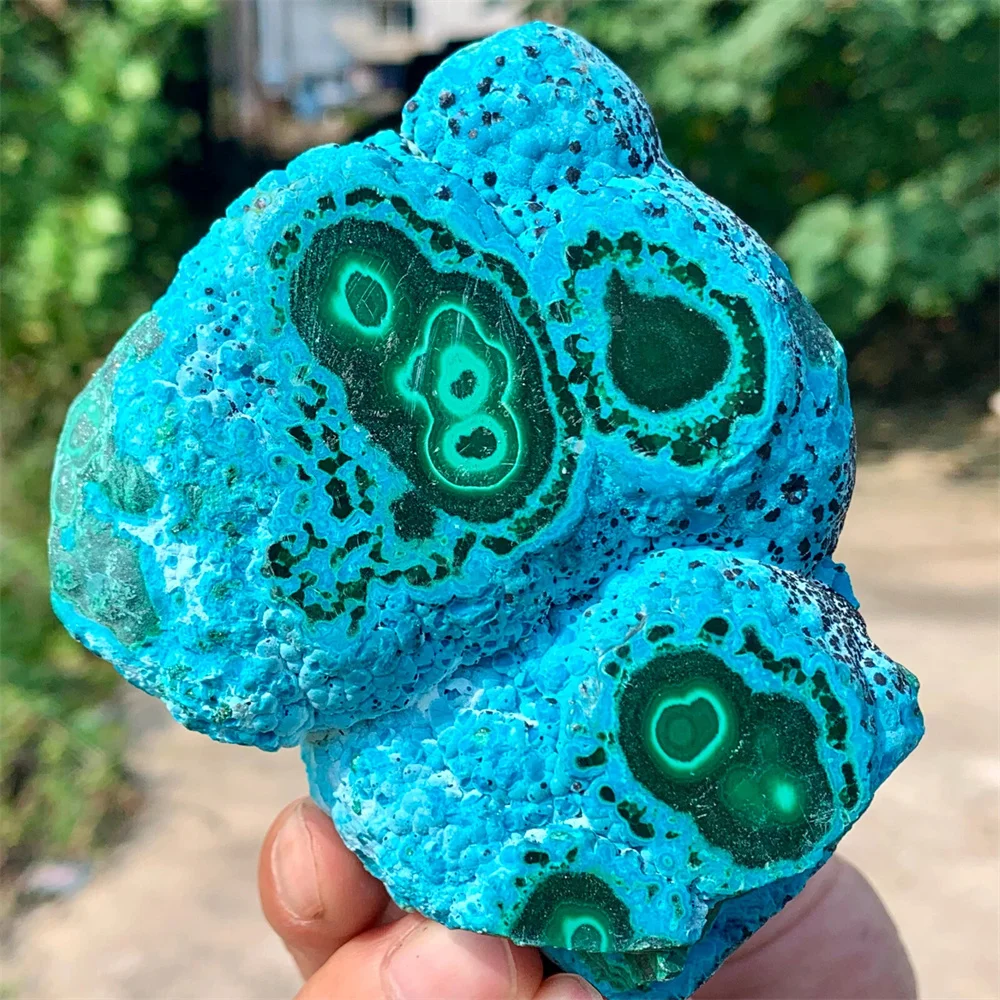 

Natural Blue Green Malachite, Quartz Crystal Malachite Rough Stone, Mineral Healing