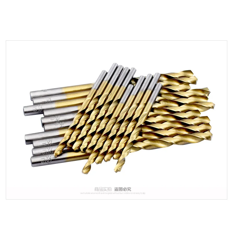 50PC HSS Titanium Coated Twist Drill Bit Set 1-3mm High Speed Steel Bits Woodworking Hole Saw Tool