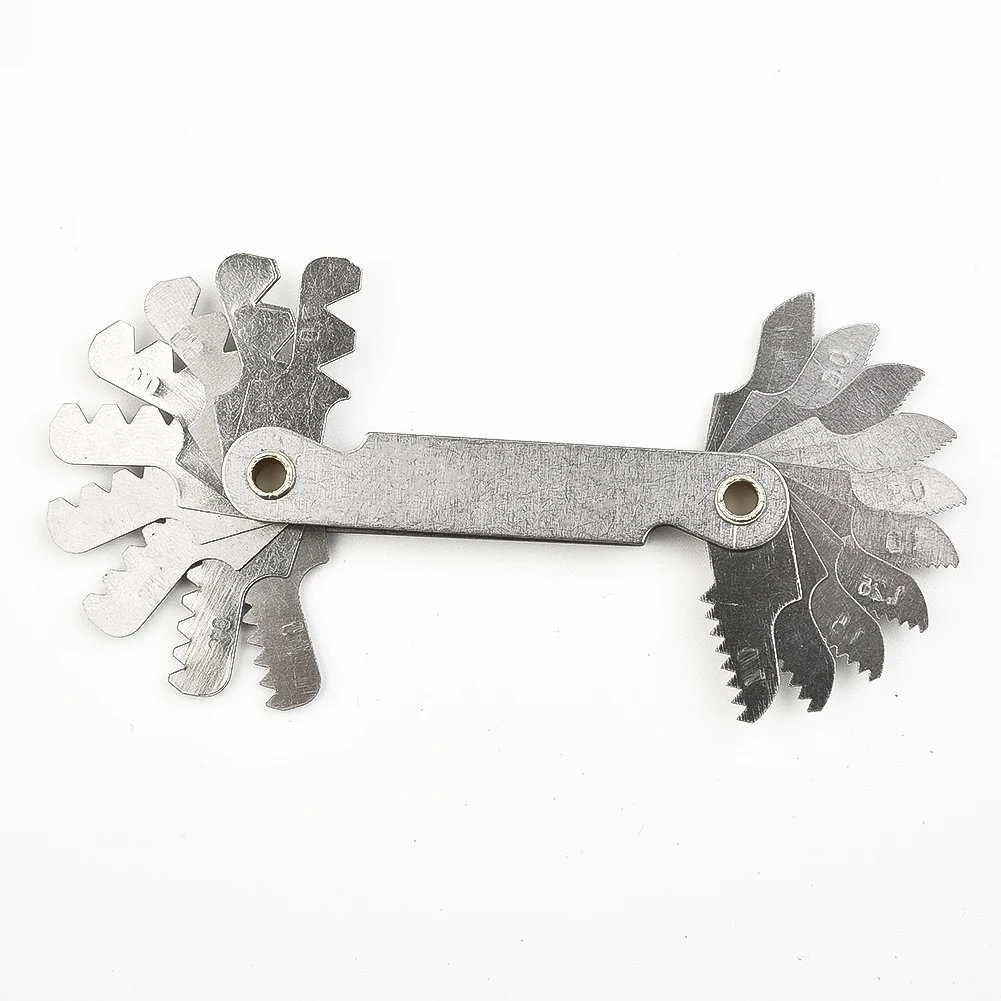 Medidor de rosca métrica polegadas, Gear Tooth Screw Pitch Gauges, Medição de aço carbono, Medição central, Lathe Combo, 55 60 graus