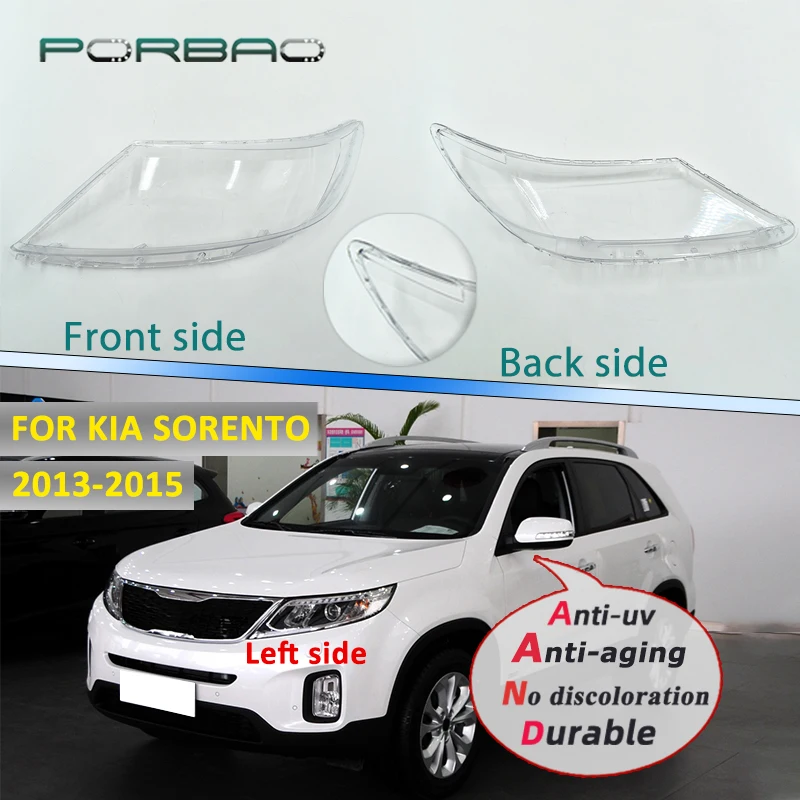 

For Kia Sorento 2013 2014 2015 Replacement Transparent Lampshade Lamp Shade Front Headlight Cover Glass Lens Shell Light Caps