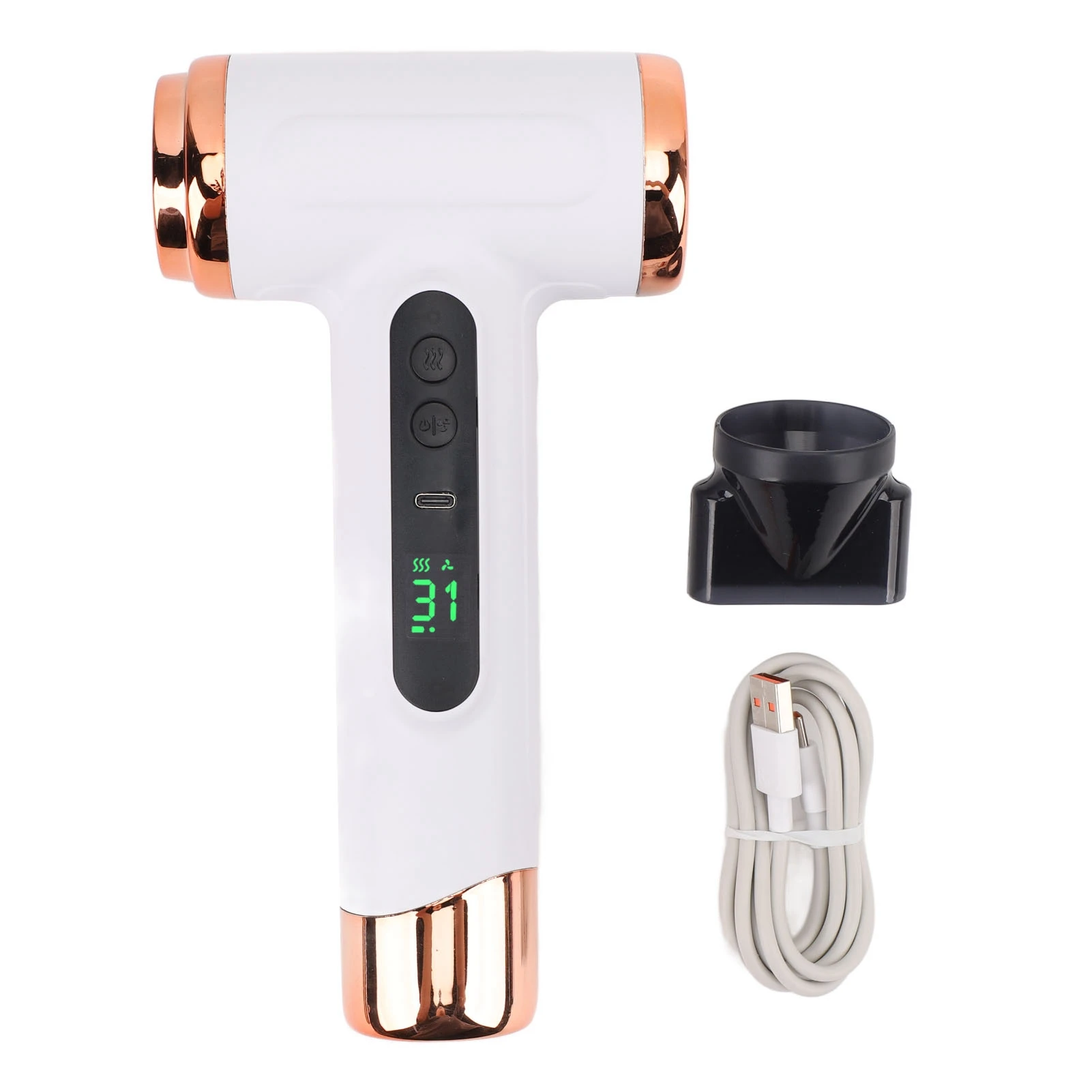 

Portable Hair Dryer 200W USB Rechargeable Lightweight Multi Modes Fast Drying Hot and Cold Air Hair Dryer 15000mAh for Travel