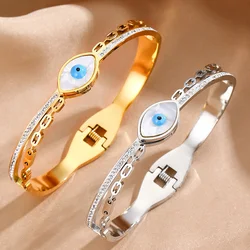 Luxury niche eye of wisdom bracelet, evil eye stainless steel bracelet, new gold-plated silver sapphire bracelet