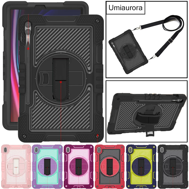 

For Samsung Tab S7 S8 S9+ S10 FE Plus SM-X620 12.4" SM-X820 X610 X520 Shockproof Tablet Case Hand Strap Stand Rugged Cover Funda