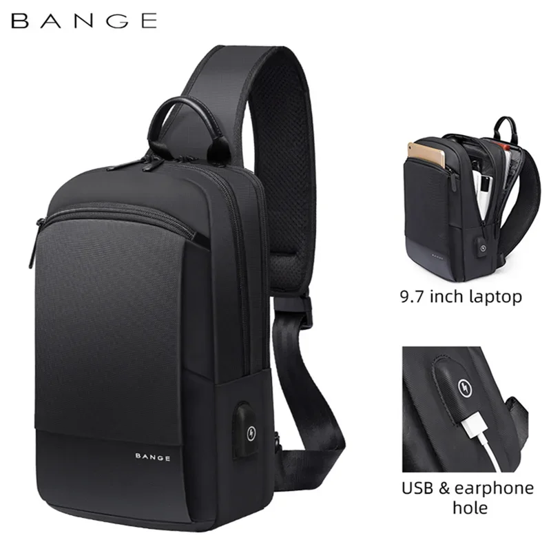 Bange-Bolsa de peito flexível impermeável para homens, viagem, casual, pacotes esportivos, mensageiro, ombro, meninos, corrida, iPad, Mini, moda