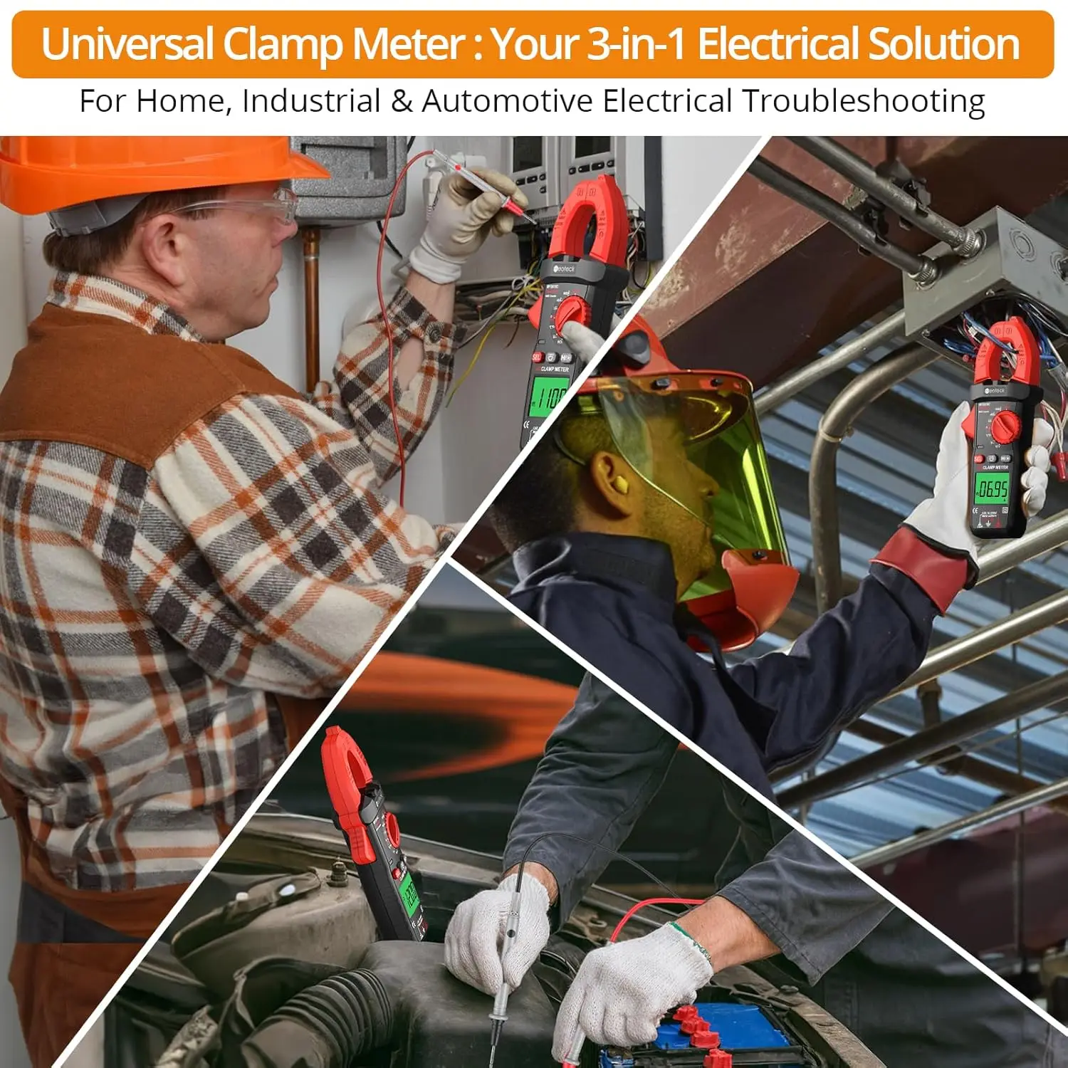 Clamp Meter 4000 Counts TRMS AC/DC Tegangan 600A Auto Range Multimeter Digital dengan Kapasitansi Kontinuitas Resistansi NCV Dioda T