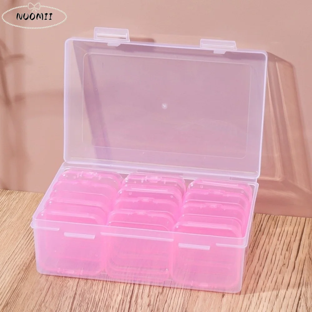 

12 Grids Jewelry Beads Storage Case Colorful Multi-Functional Rhinestone Nail Design Organize DIY Transparent