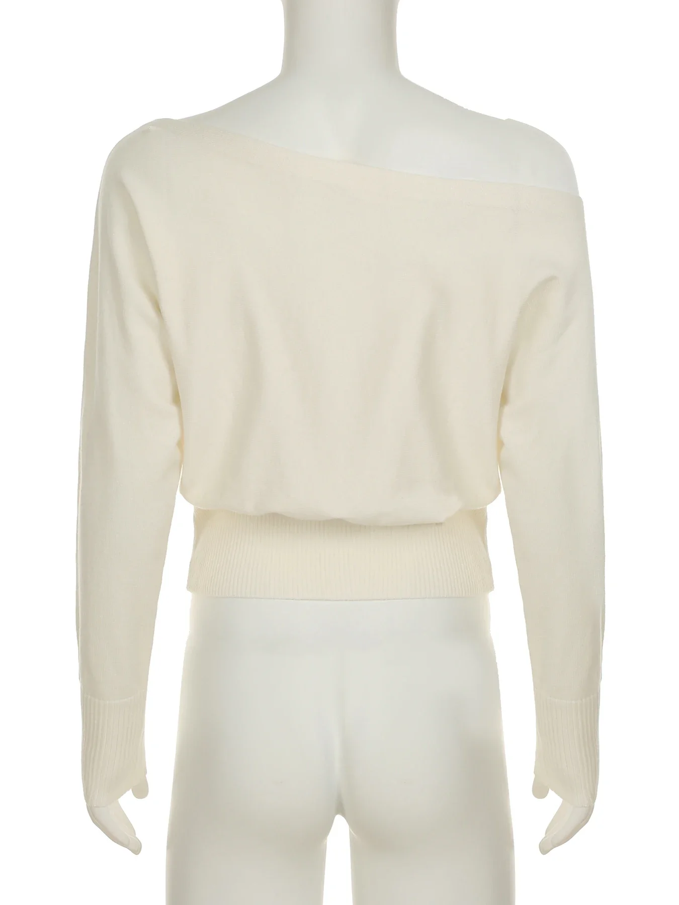 الصلبة خارج الكتف سترة فضفاضة مائل الرقبة طويلة الأكمام محبوك البلوفرات النساء الخريف الشتاء أزياء سيدة عادية