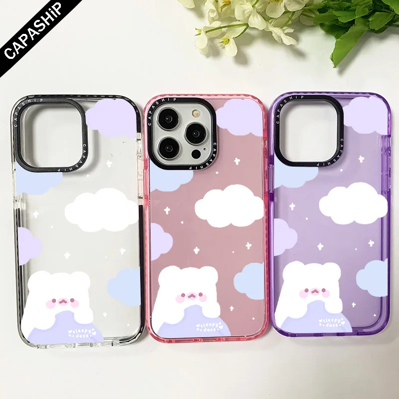 Silicone Soft Shockproof Case For Iphone 13 14 15 Pro Max Cute Cartoon Could Bear Clear 12 13 Mini 6 7 8 Plus SE3 X XR XS Cover