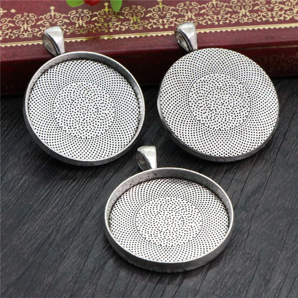 5pcs 30mm Inner Size Antique Silver Plated 3 Colors Classic Style Cabochon Base Setting Charms Pendant