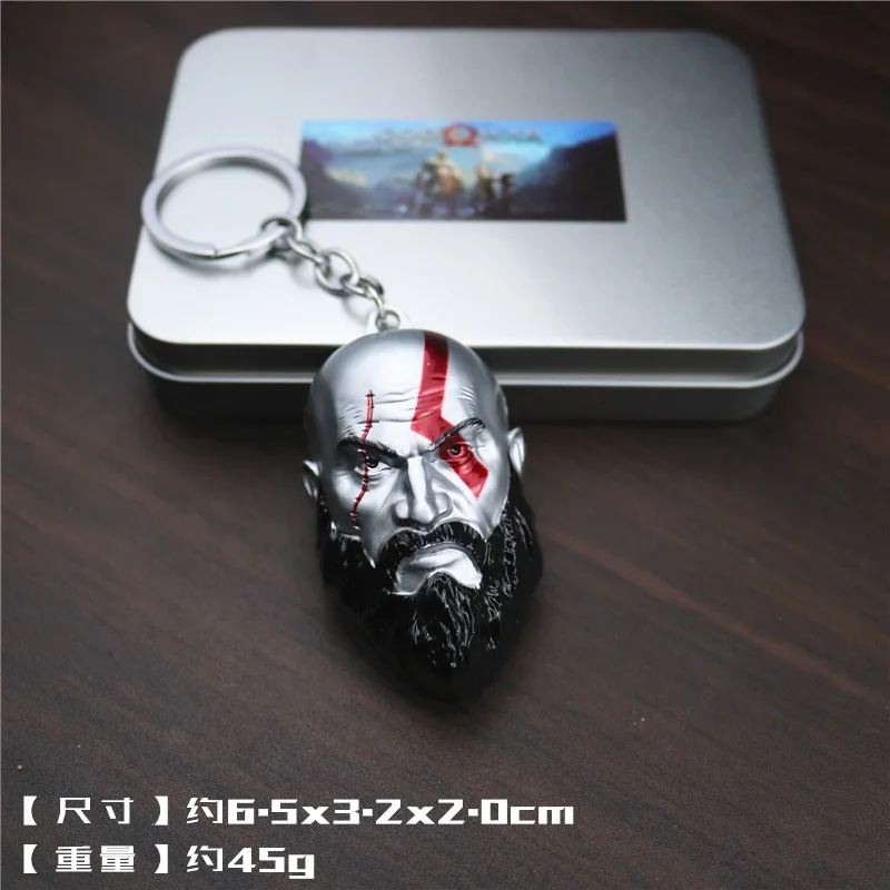 HQ لعبة إله الحرب 4 كراتوس المفاتيح للرجال قلادة الحارس درع حلقة رئيسية سلسلة معدنية كراتوس مفتاح سلسلة للحقائب مجوهرات هدية