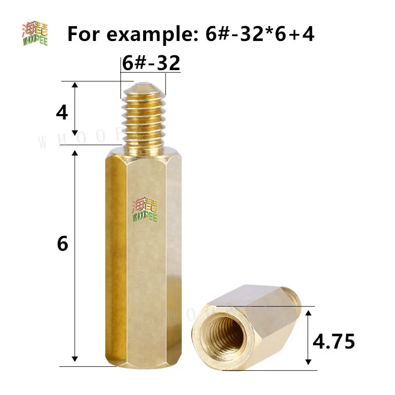 10 szt. Gwint 6 # -32*L+C mm Hex Brass Standoff Spacer Screw Pillar PCB Computer PC Motherboard Female Male Standoff Spacer