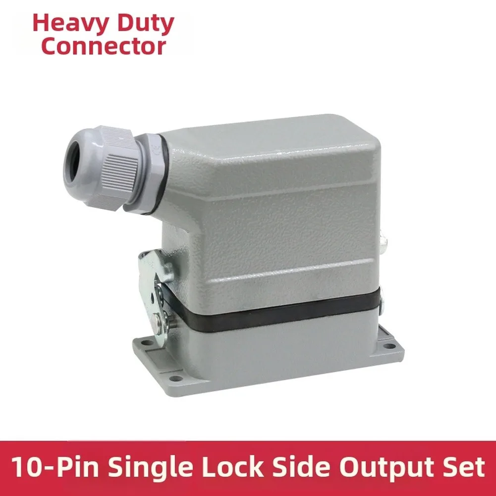 10 Pin Rectangular Receptacle Connector Industrial Aviation Plug-Socket Grey 16A IP65 For Machinery Automation Electrical Supply