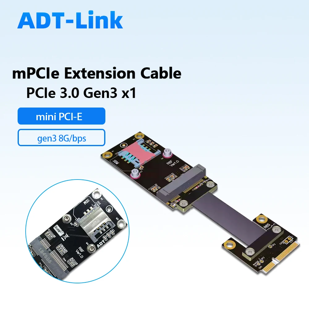 Mini PCIe MPCIe Extension Cable PCIe 3.0 Gen3 X1 8Gbps Riser Adapter Card for WiFi Wireless Network Card, Custom Length 3-100cm