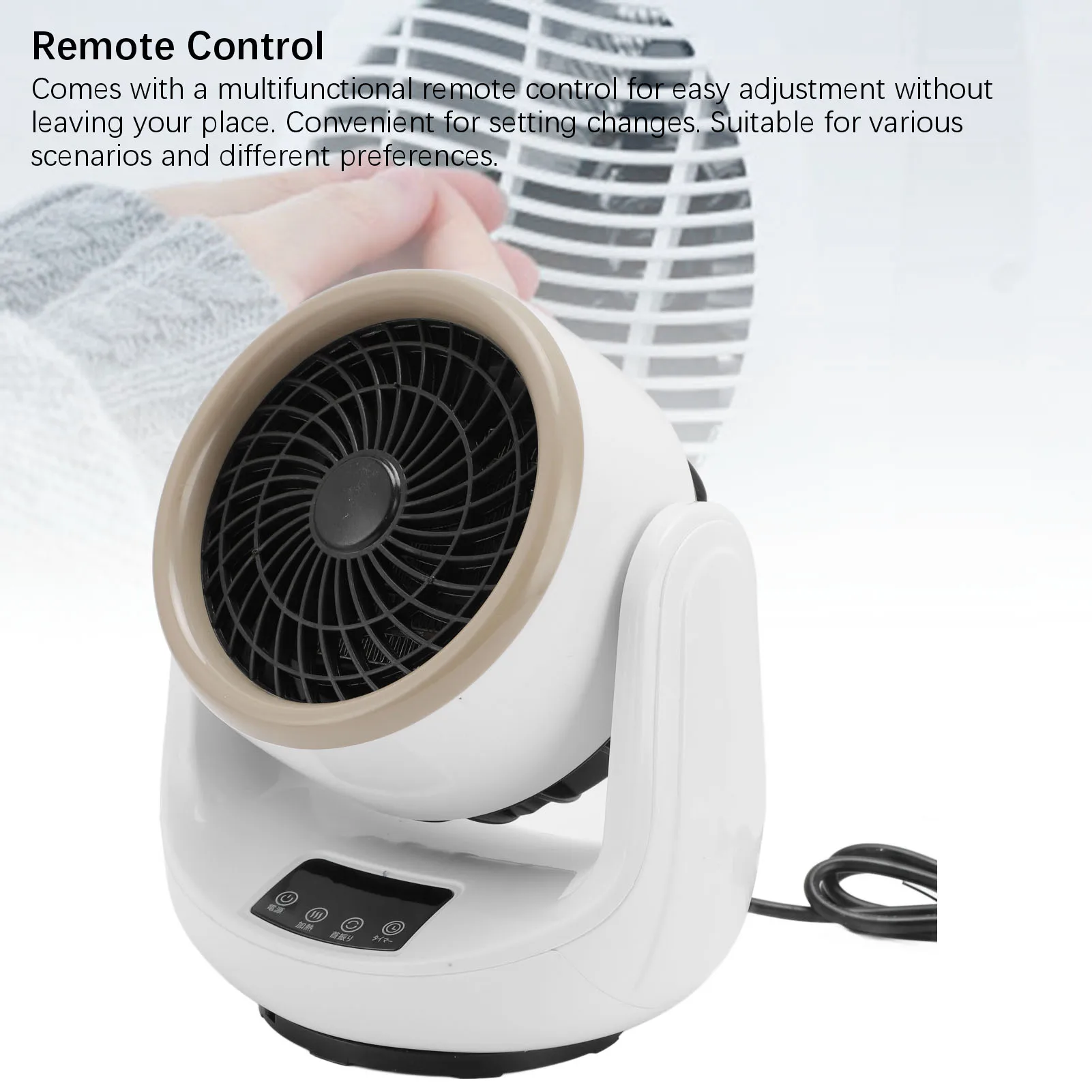 2 in 1 Desktop Heater Fan Adjustable Temperature Timing Oscillating Electric Space Heater with Remote Control for Home Office