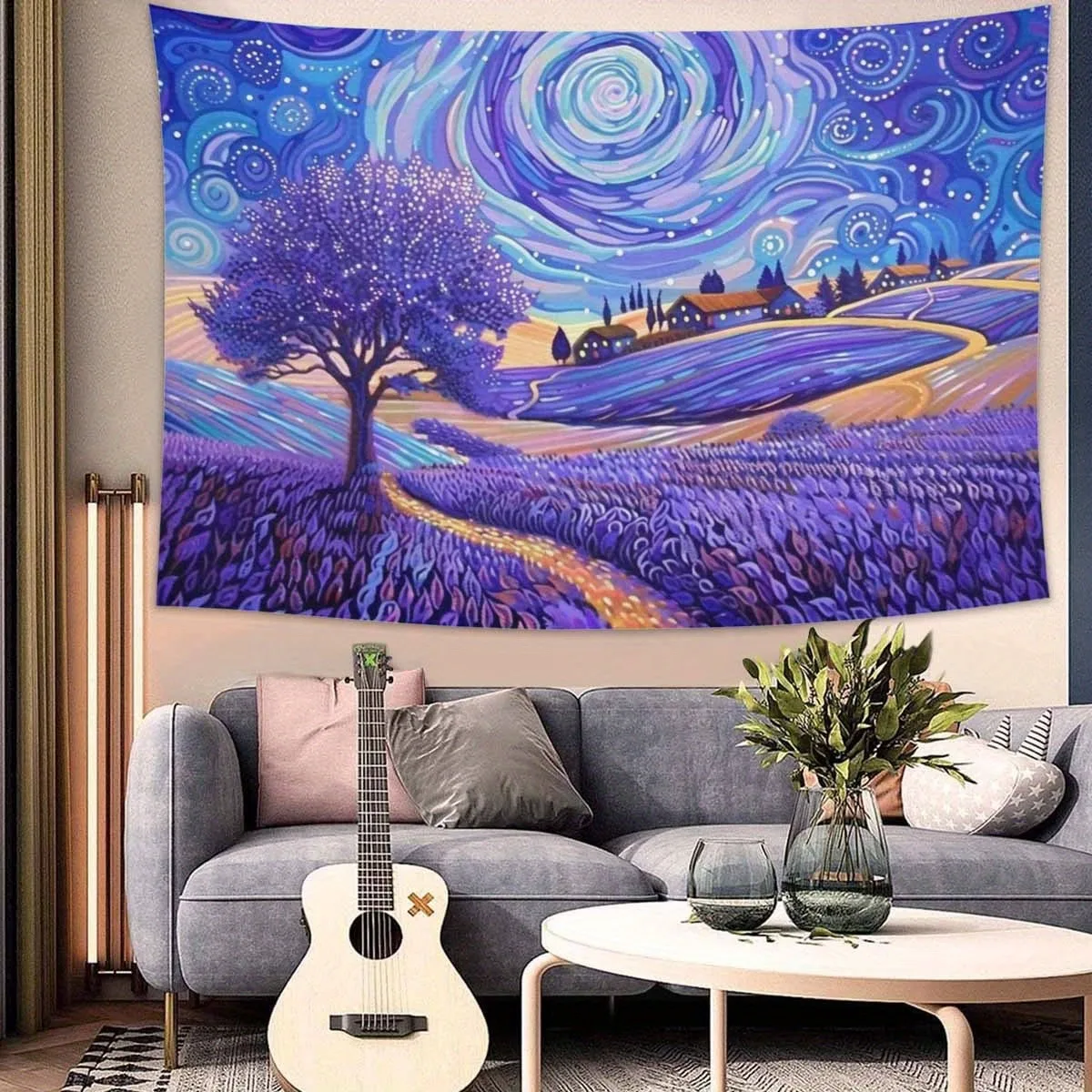 

Painted Lavender Design Aesthetic Tapestry Bedroom Decor Gift For Friend Wife Husband Valentine's Day Easter Birthday Living