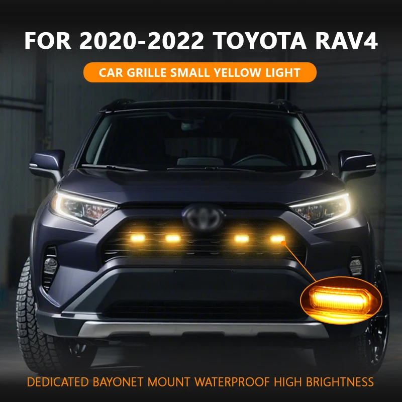 

FOR 2020-2022 TOYOTA RAV4 Specialized center grid small yellow light Front Grille Lights Daytime Running Warning Light