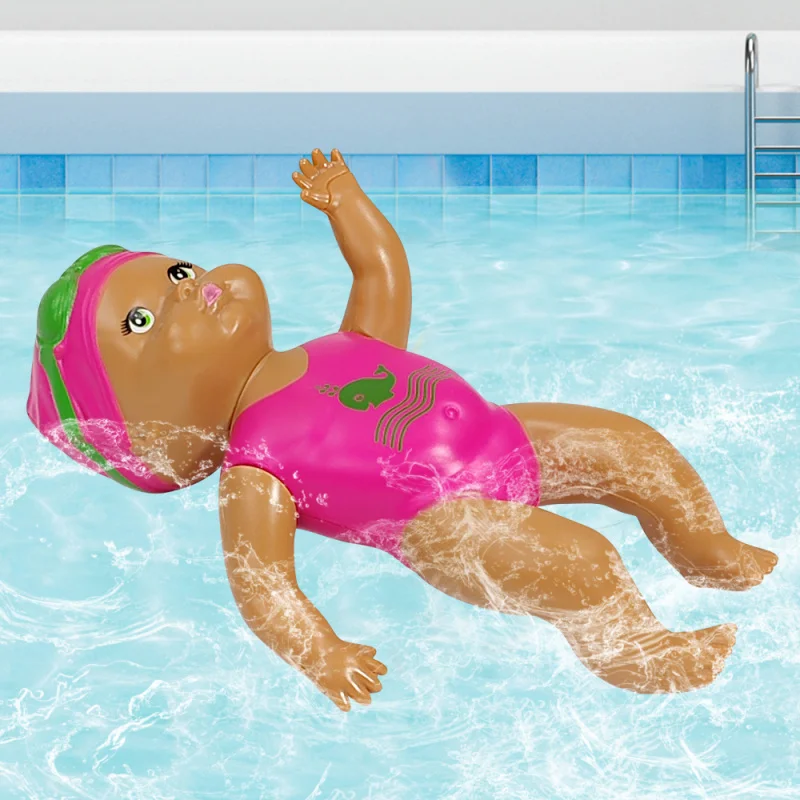 Boneca de natação flutuante com colisão simulada, boneca de natação enrolada, adequada para brincar na água da piscina, int