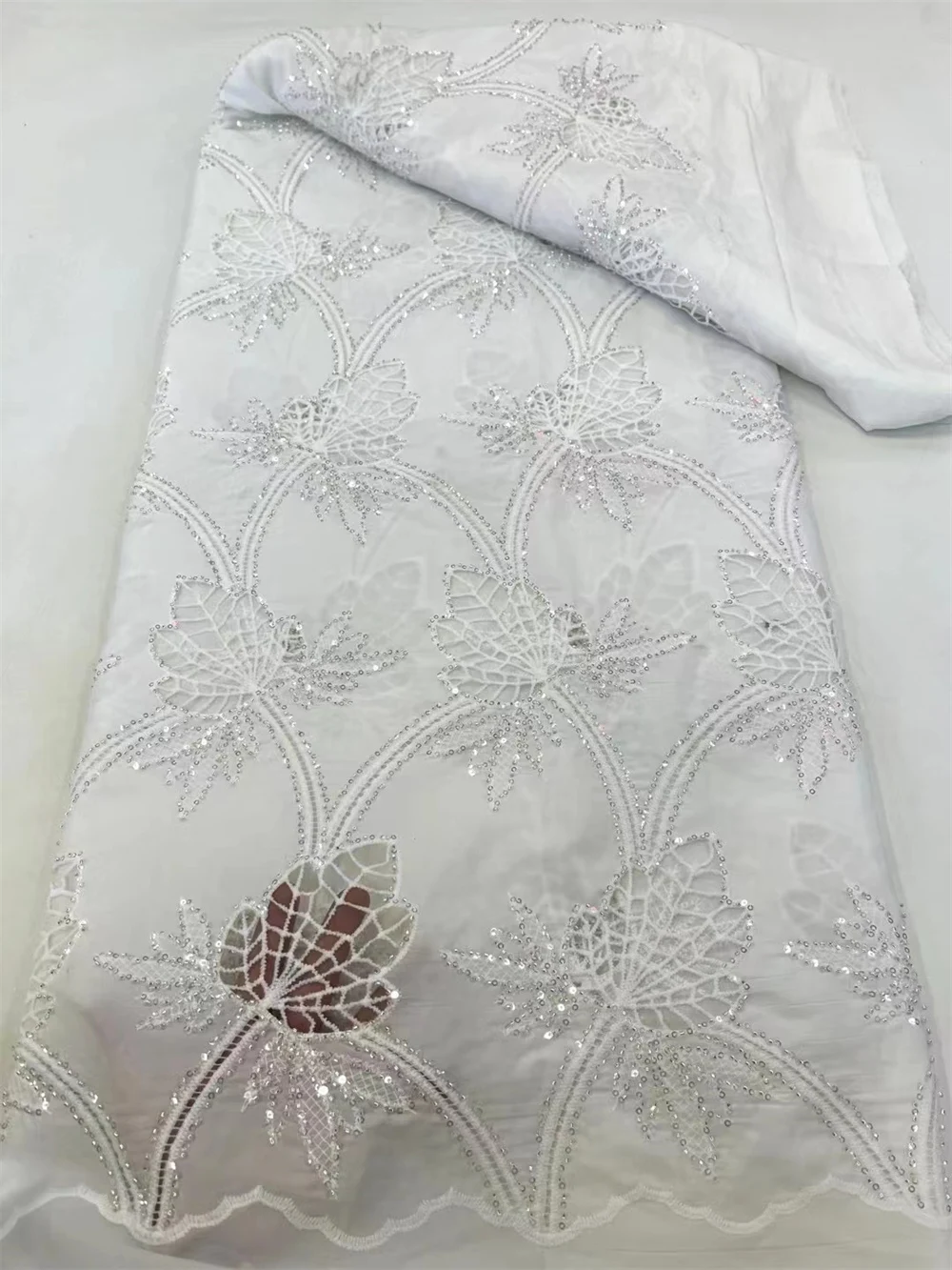 luxury fabric 2024 High Quality African Lace Fabric 100%cotton Swiss Voile Lace With stones Nigerian Chiffon Popular Dubai Style