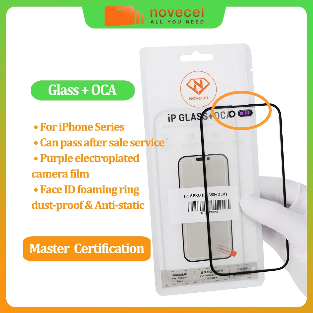 

5pc 17 pro max OEM Touch Screen Glass Panel With OCA for iPhone 16 15 14 13 12 11 pro Xs max XR LCD Screen Outer Glass Repair