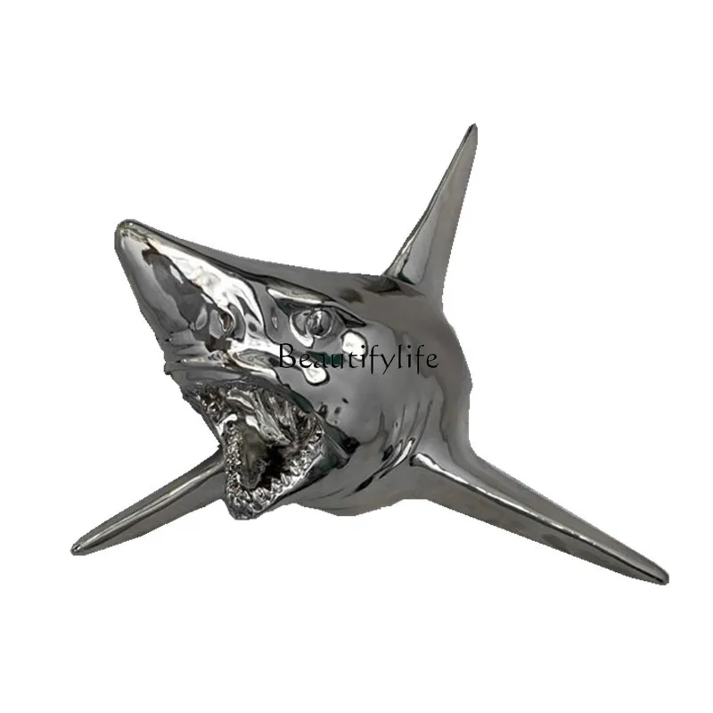 Electroplating light luxury animal shark head wall decoration home decoration