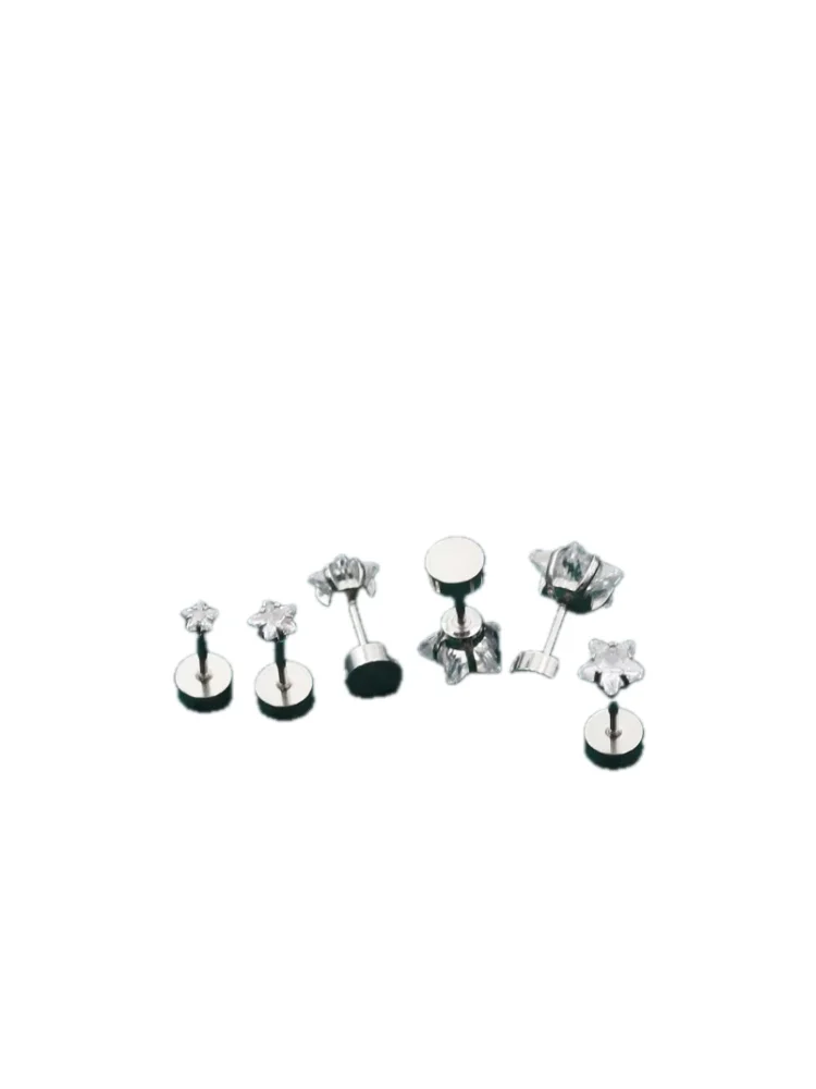 Schraubverschluss 20G Ohrstecker für Damen und Herren aus Edelstahl mit AAA-Sternzirkonia – Detail 2