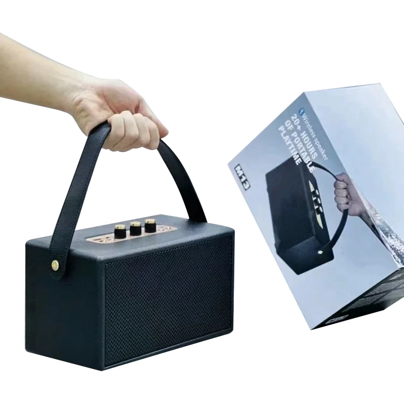 

M13 20W Black Vintage Style Wireless BT Speaker HiFi Sound Quality Active Portable Desktop Speakers Handheld Audio Player