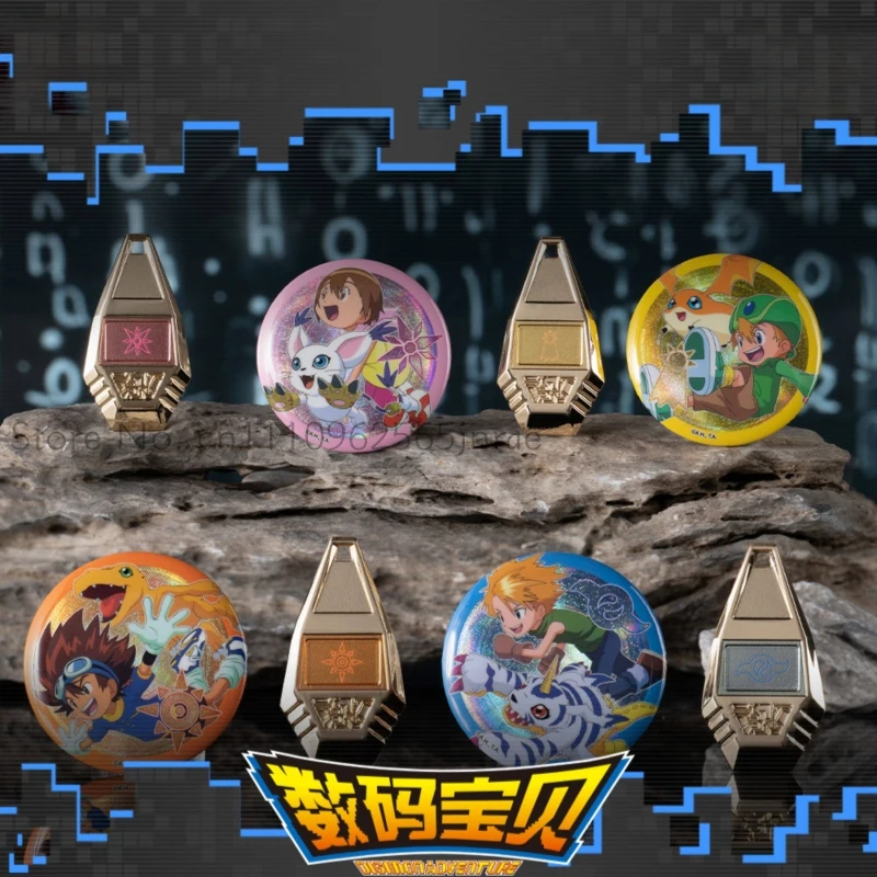 Hot Original Digimon Adventure Digital Crest Evolution Key Set Keychain Charm Authentic Anime Collectible Periphery Gift