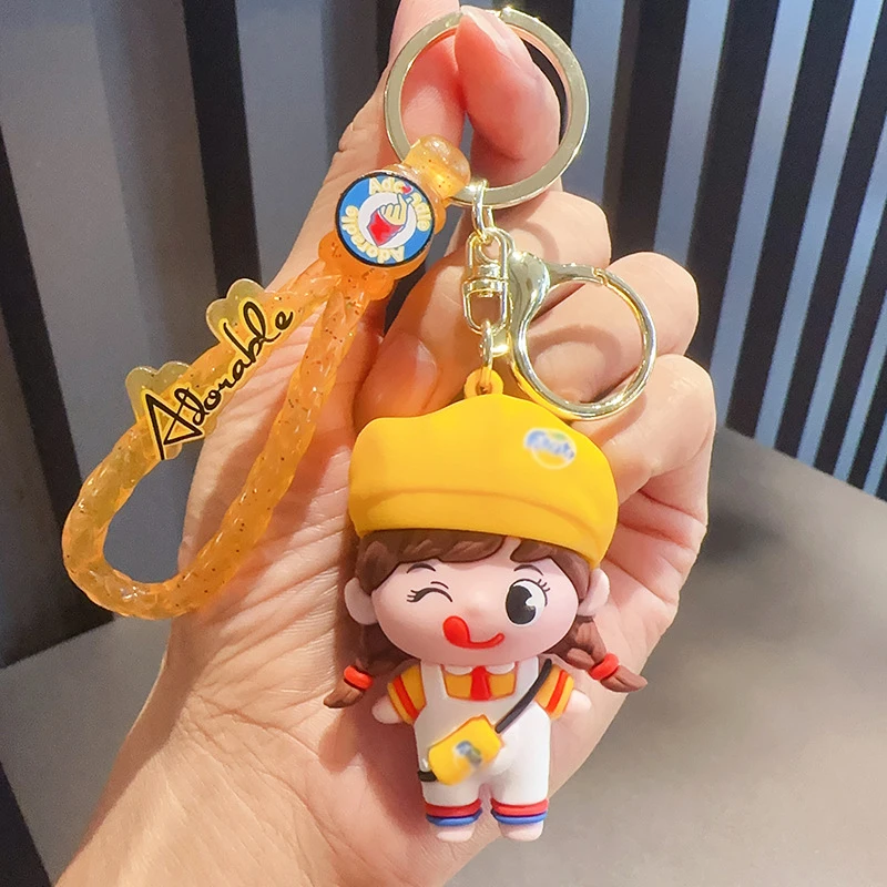 New Couple Cartoon Drink Girl Doll Keychain Funny Cute Car Keys Bag Charm Creative Backpack Decoration Charm Festival Small Gift