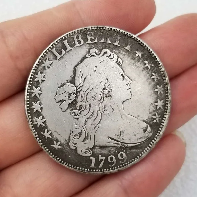 Bronze Crafts 1799 Head and Back Commemorative Coin Antique Silver Dollar Home Long term Collection Office Decoration