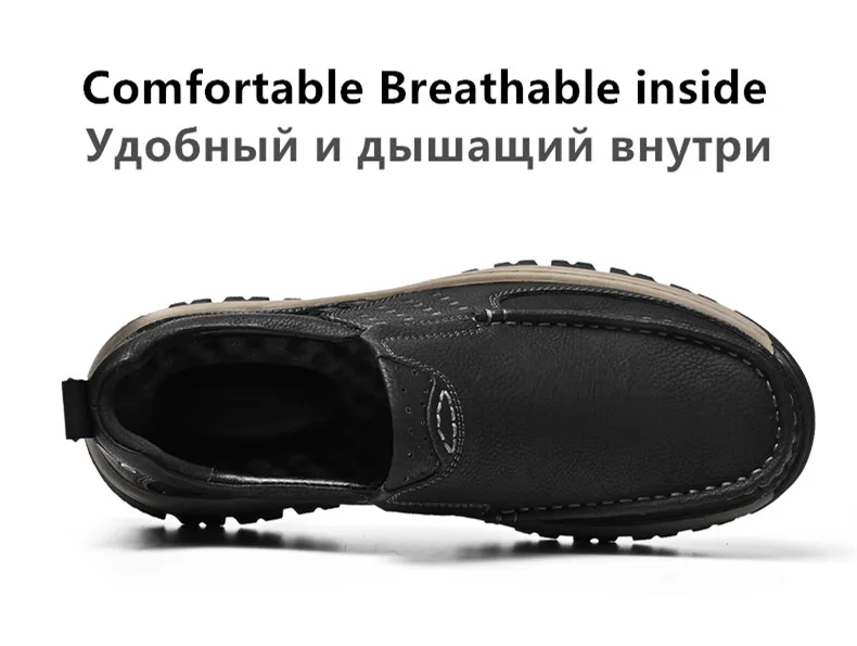 Marke Männer Schuhe Hohe Qualität Aus Echtem Leder männer Casual Schuhe Slip Auf Komfort Business Mann Wohnungen Schuhe Outdoor Männer arbeit Schuhe – Detail 6