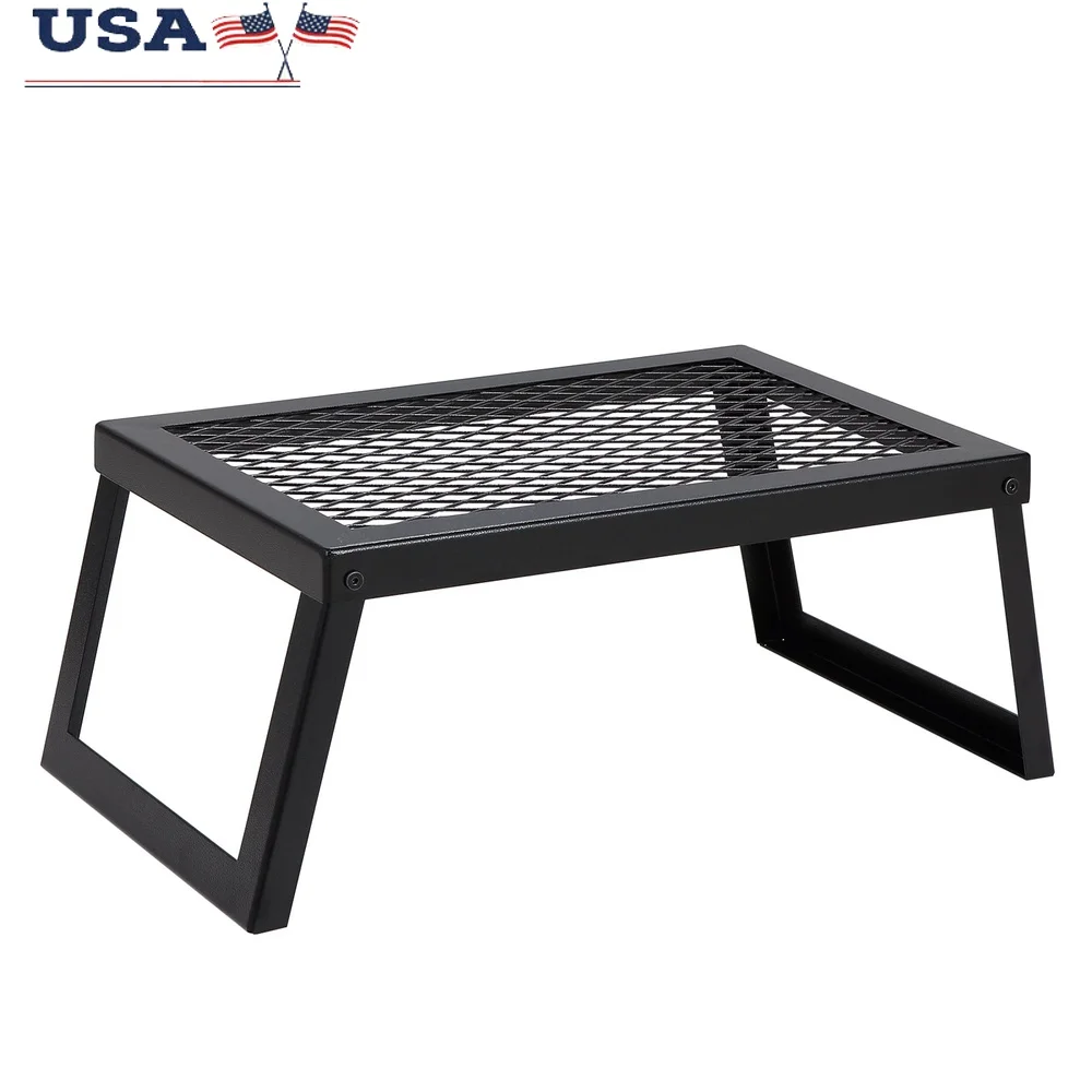 Parrilla plegable para fogata, rejilla de malla de acero resistente, equipo de cocina portátil, Camping, Picnics, barbacoas, uso en fogones