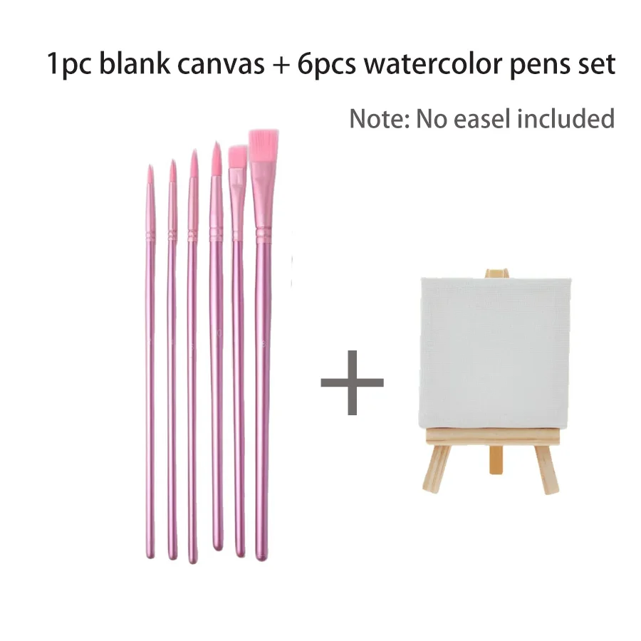 1 set of mini oil painting frame and 6 sets of watercolor pens, blank canvas, hand painting practice, student painting supplies