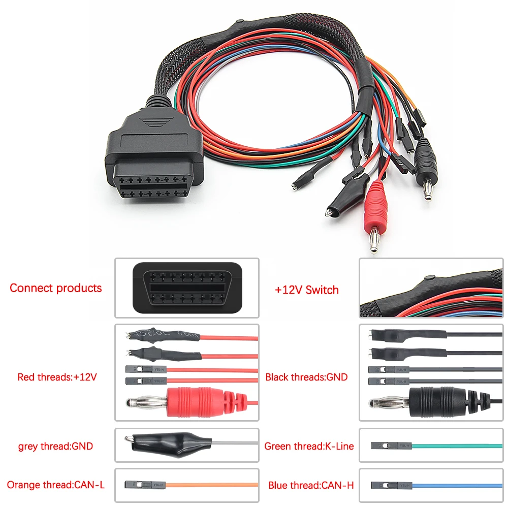 2024 MPPS V21 브레이크아웃 트리코어 케이블, OBD2 브레이크아웃 ECU 핀아웃 케이블, OBD2 진단 어댑터