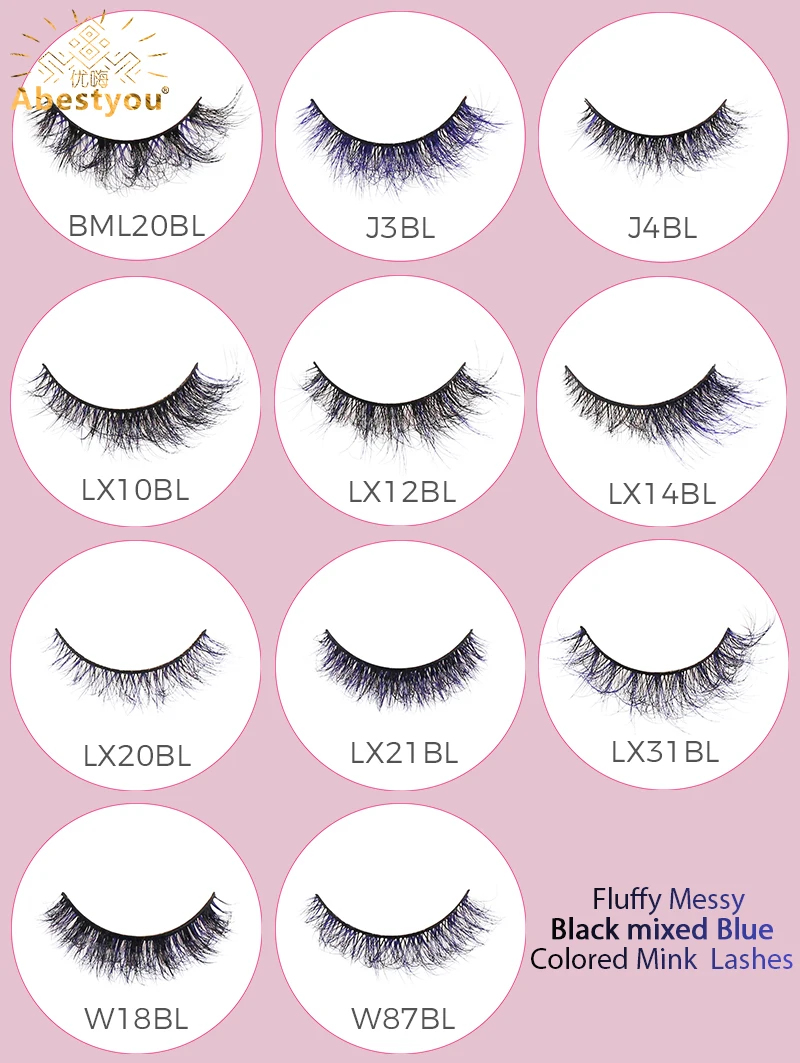 Abestyou oficial azul com preto fofo de alta qualidade cor vison cílios mangá kirpik caixa de presente maquillaje al por prefeito pestanas