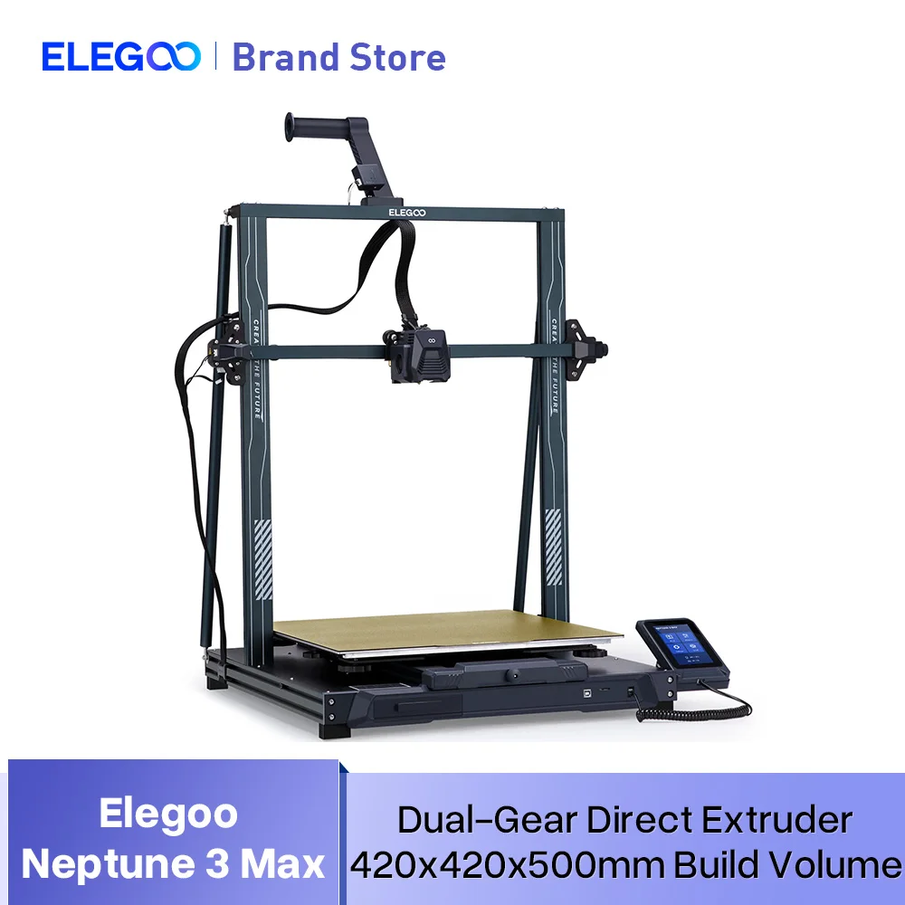 ELEGOO NEPTUNE 3 MAX FDM 3D Printer Auto Leveling, 4.3 inch Capacitive HD Touch Screen, Dual Gear Metal Extruder 420x420x500mm