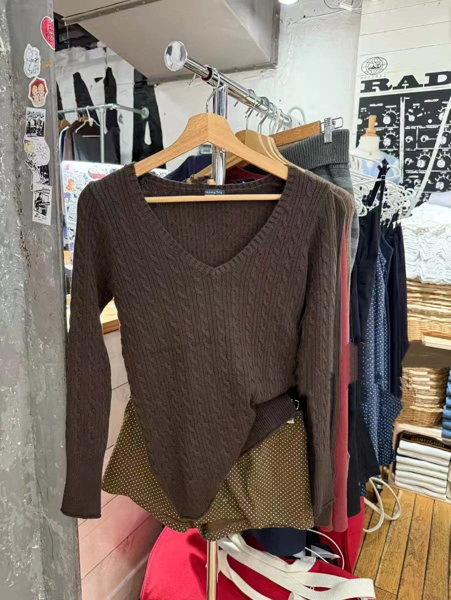 

American Sle Long Sve Knitted Slim Fit V-Ne Sweater Brandym Girl Spring Autumn Faionable New Arrival Cotton Blend