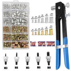 150/300pcs Rivet Nuts Gun Mandrel Kit M3/M4/M5/M6/M8 or Nut Rivet Mandrels Repair Rivetgun Flatheadscrew Pop Nut Rivet Gun Set