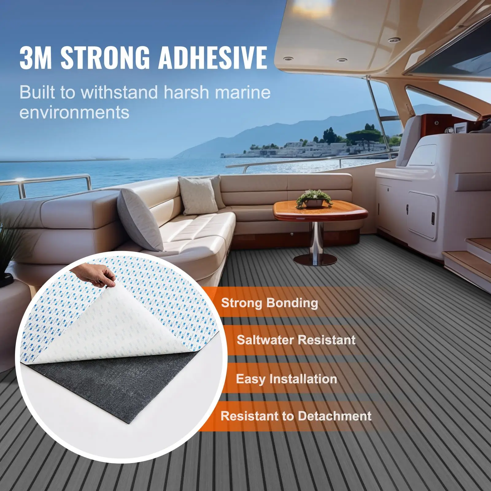 EVA Foam Boat Decking 94.5 x 17.7 Non Slip Self Adhesive Marine Flooring 11.6 Sq Ft for Yacht Pontoon Kayak