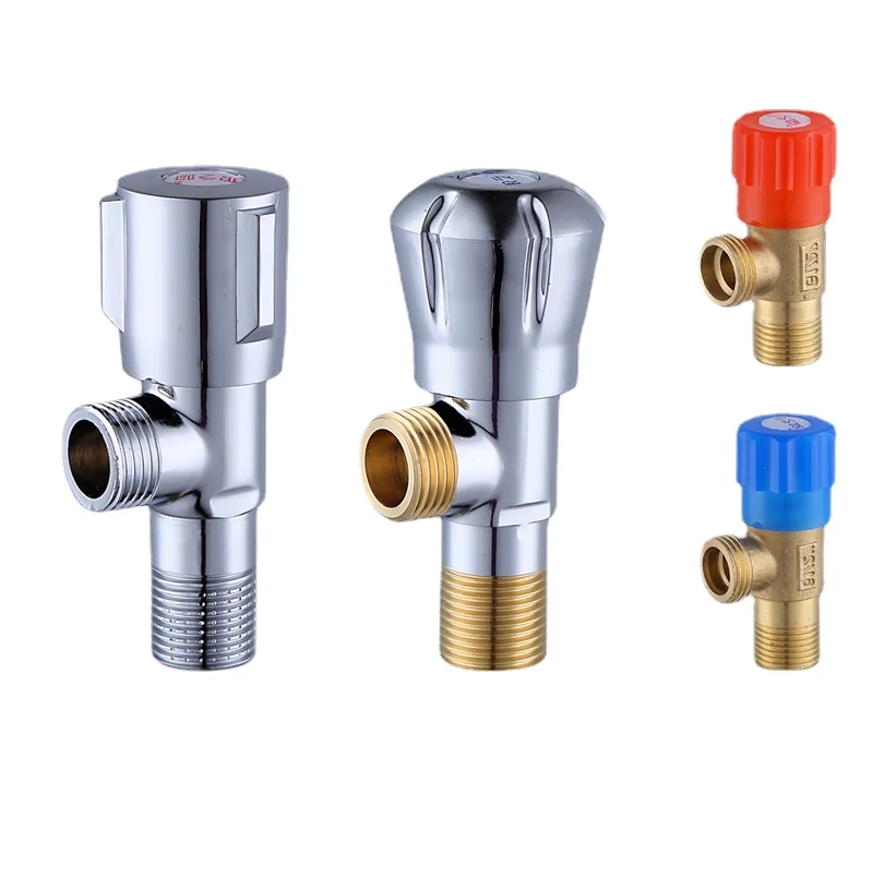 Pure Copper Triangle Valve with One Inlet and Two Outlets, Eight-character Valve for Toilets and Water Heaters