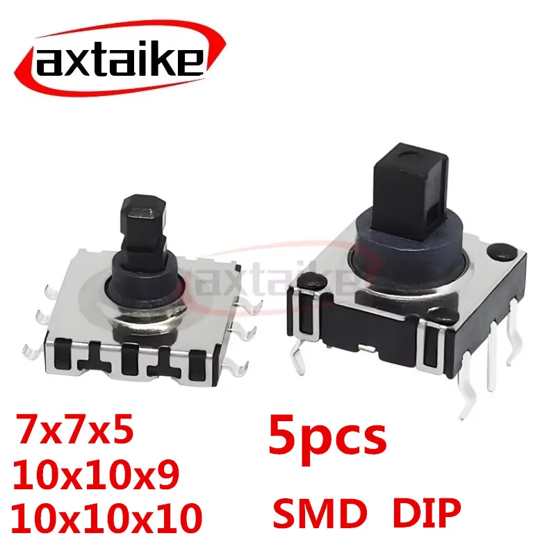 

5PCS 5-Way Navigation Switch - SMD/DIP 6Pin 7×7×5/10×10×10mm Multi-Directional Self-Reset for Mobile/Game Controllers Touch Key