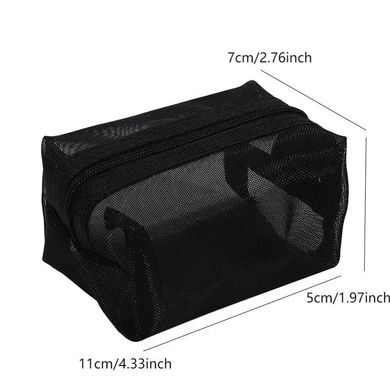 Mini-Kosmetiktaschen aus transparentem Nylon-Netzstoff, niedliche kleine Lippenstift-Make-up-Taschen für Damen, Beutel, Organizer für Datenkabel, Schlüssel und Kopfhörer – Detail 1