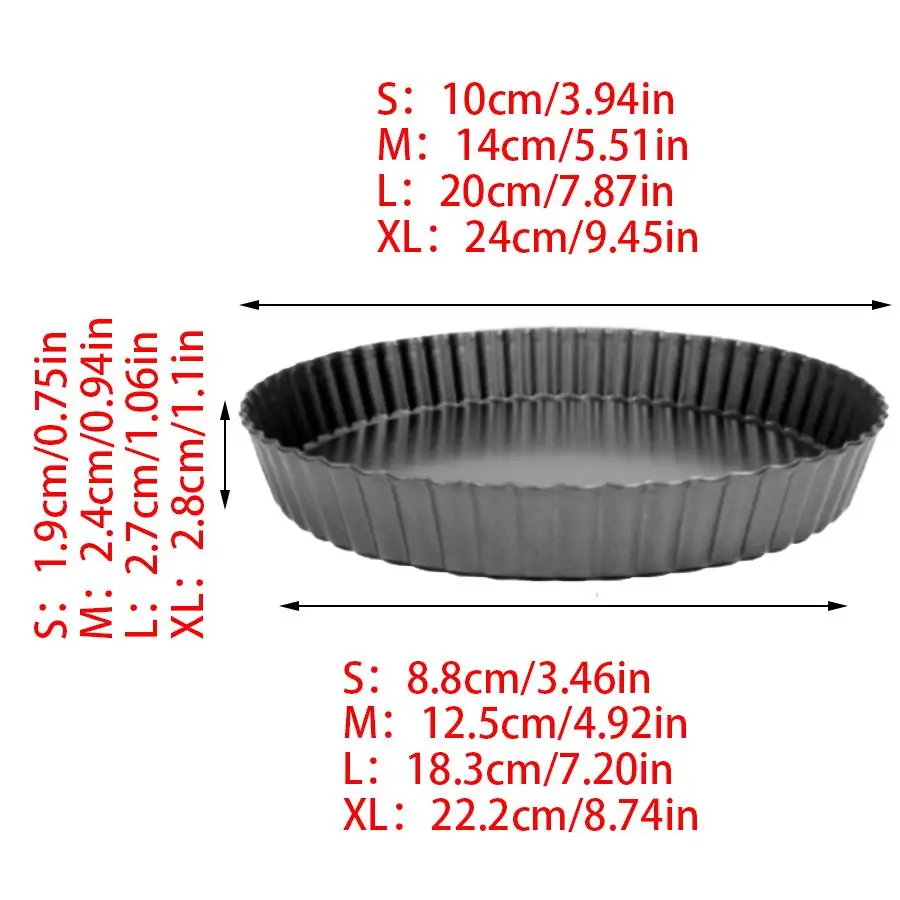 2pcs Non‑stick Round Fluted Tart Pan & Oil Brush, Removable Bottom Baking Mold, Fluted Edge Bakeware for Fruit Tart, Quiche, XJM